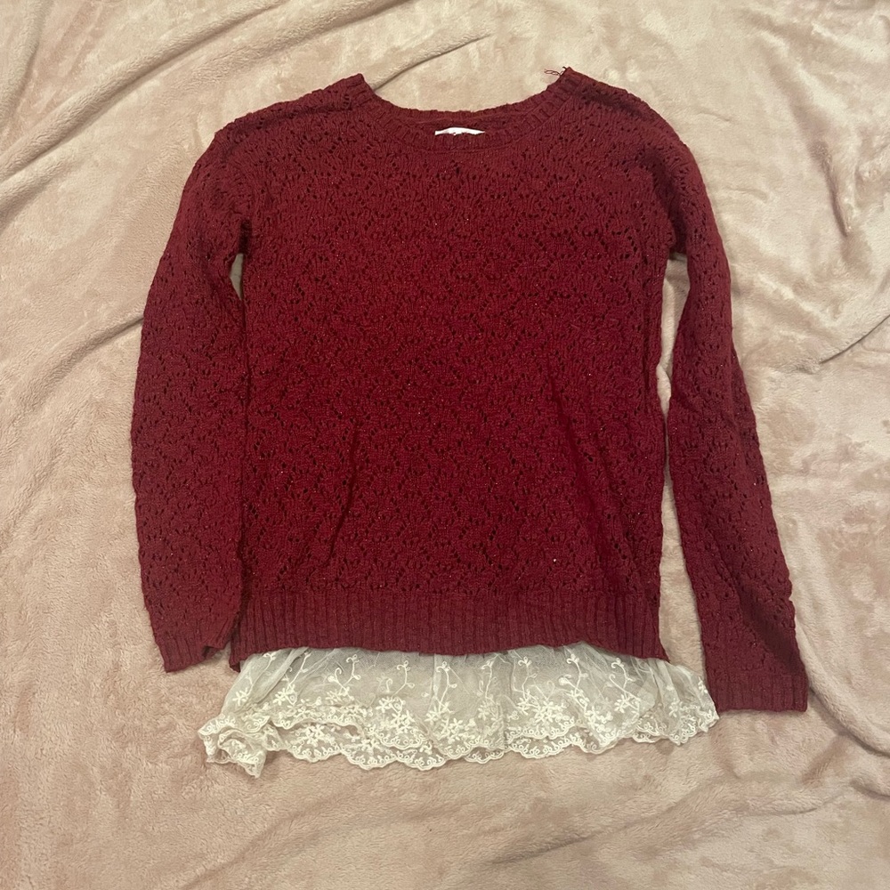 Justice maroon lace sweater